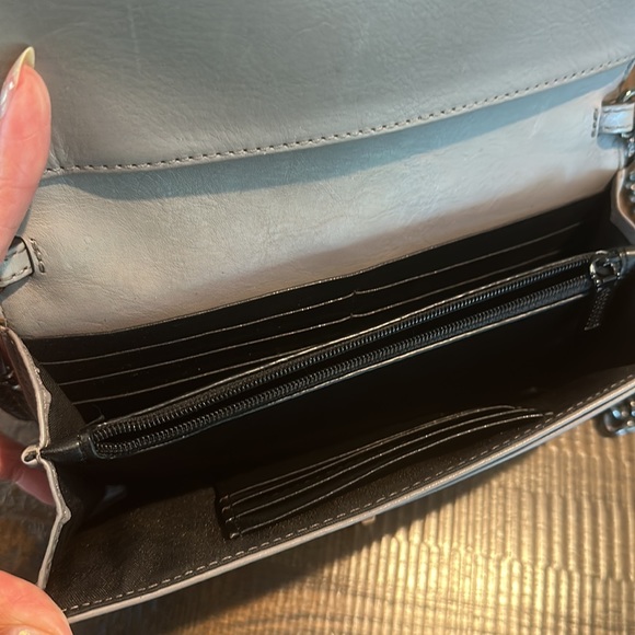 Rebecca Minkoff Small Love Leather Chevron Crossbody Bag | Grey - Picture 11 of 15